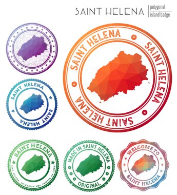 Saint Helena rozetli renkli çokgen ada sembolü Çok renkli Saint Helena logoları