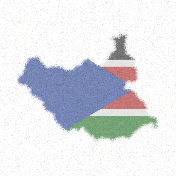 Mapa do Sudão do Sul Mapa do estilo mosaico com bandeira de Sudão do Sul ilustração vetorial encantadora —  Vetores de Stock