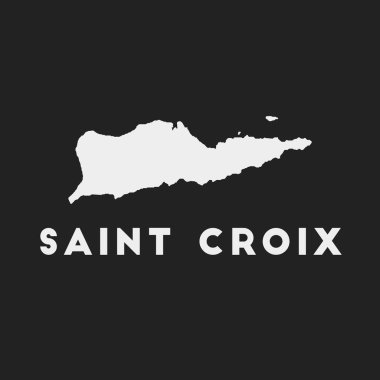 Koyu arkaplanda Saint Croix simgesi ada adı Vector olan Saint Croix haritası