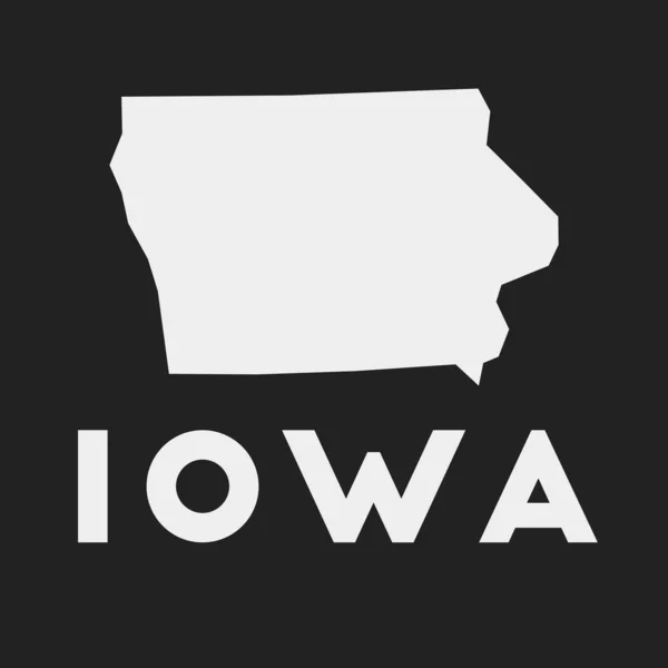 Iowa icona Noi stato mappa su sfondo scuro Elegante Iowa mappa con noi stato nome vettoriale — Vettoriale Stock