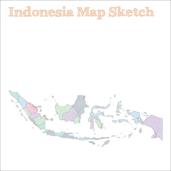 Карта Индонезии Handdrawn country Lively sketchy Indonesia map with regions Vector illustration — стоковый вектор