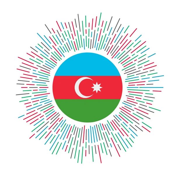 Signo de Azerbaiyán Bandera de país con rayos de colores Radiante explosión de sol con bandera de Azerbaiyán Vector — Archivo Imágenes Vectoriales