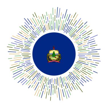 Vermont ABD bayrağını renkli vatozlarla Vermont bayrak taşıyıcısı ile parlayan güneş ışığıyla imzaladı