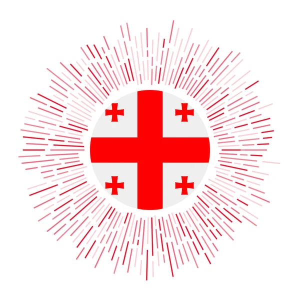 Panneau Géorgie Drapeau de pays aux rayons colorés Rayonnement de soleil avec drapeau Géorgie Vecteur — Image vectorielle
