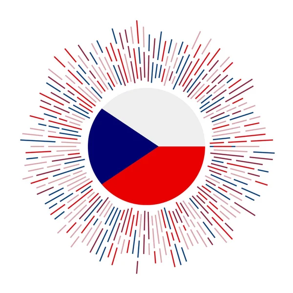 Tjeckien tecken Land flagga med färgglada strålar Strålande sunburst med Tjeckien flagga — Stock vektor
