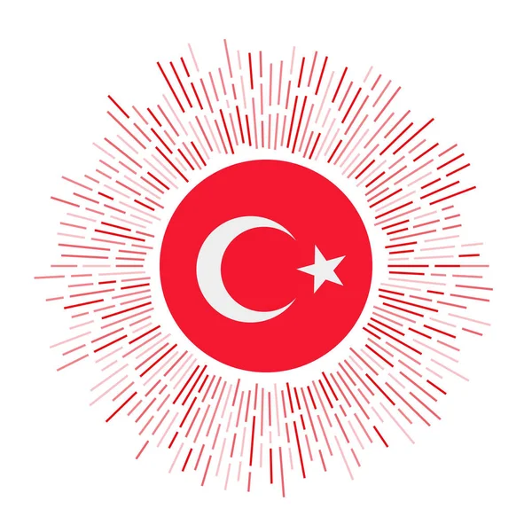 Turkiet tecken Land flagga med färgglada strålar strålande solbränna med Turkiet flagga vektor — Stock vektor