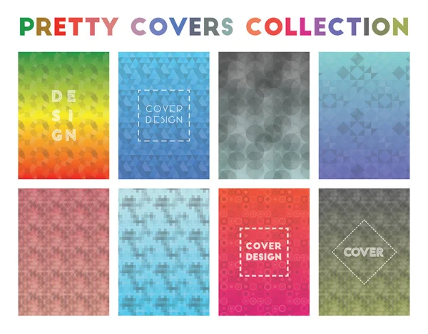 Pretty Covers Kolekcja Rzeczywiste geometryczne wzory Żywe tło Ilustracja wektora — Wektor stockowy