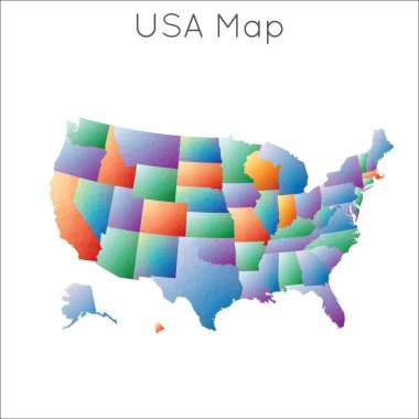 Usa Usa geometrik çokgen mozaik haritasının düşük Poli haritası