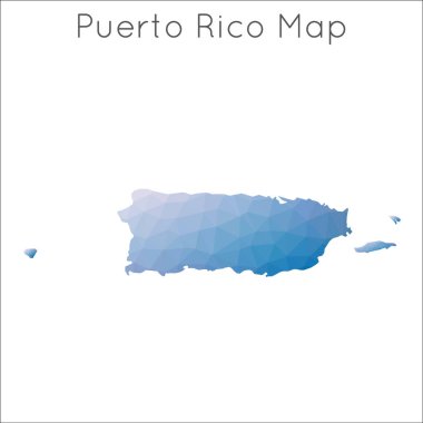Puerto Rico 'nun düşük Poli Haritası Porto Riko geometrik çokgen mozaik tarzı