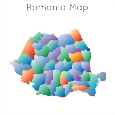 Romanya 'nın düşük Poli haritası geometrik çokgen mozaik tarzı haritası
