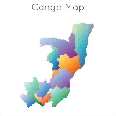 Kongo geometrik çokgen mozaik haritasının düşük Poli haritası