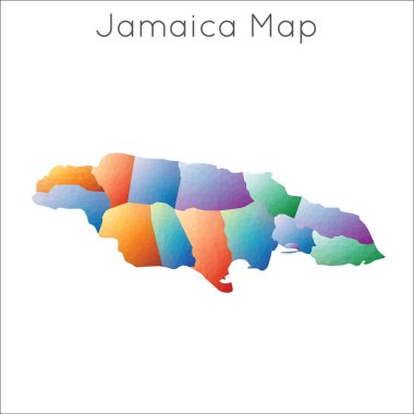 Jamaika 'nın düşük Poli Haritası geometrik çokgen mozaik stil haritası