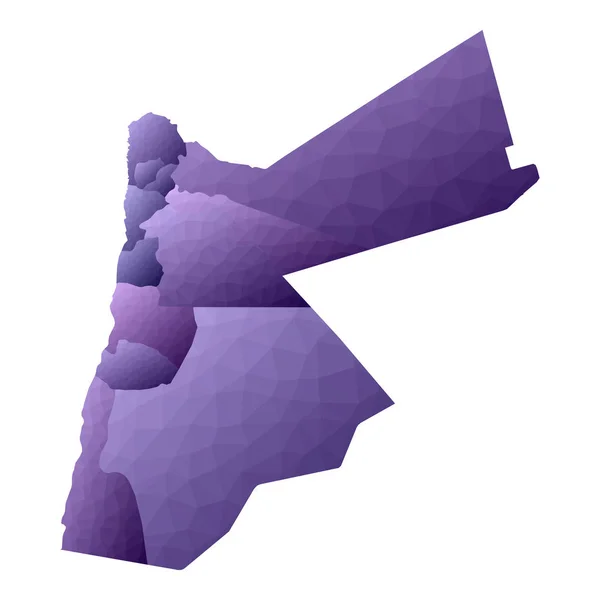 Jordan Térkép Geometrikus Stílusú Ország Vázlata Ragyogó Ibolyaszín Vektor Illusztráció — Stock Vector