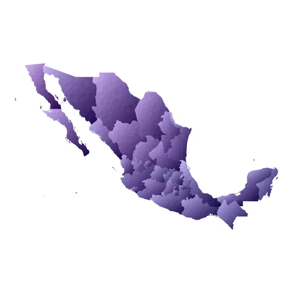 México Mapa Esquema País Estilo Geométrico Ilustración Vectorial Artística Violeta — Archivo Imágenes Vectoriales