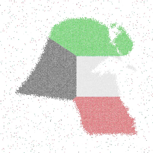 Map Kuwait Mosaic Style Map Flag Kuwait Vector Illustration — 스톡 벡터