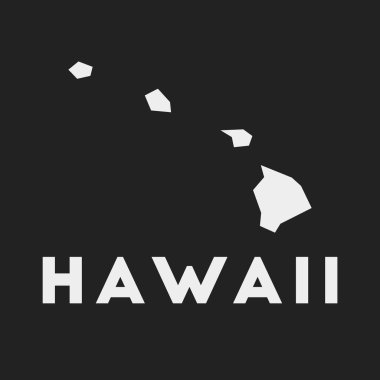Hawaii ikonu. Koyu arkaplan üzerinde ABD eyalet haritası. Havai haritası.