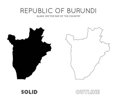 Burundi haritası. Ülkenin boş vektör haritası. Bilgi için Burundi 'nin sınırları. Vektör illüstrasyonu.