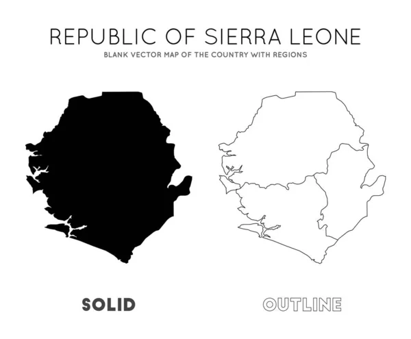 Sierra Leone Kaart Blanco Vectorkaart Van Het Land Met Regio — Stockvector