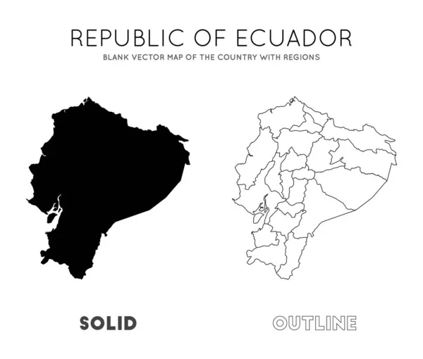 Mappa Ecuador Carta Vettoriale Vuota Del Paese Con Regioni Frontiere — Vettoriale Stock