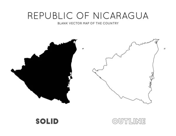Mapa Nicarágua Mapa Vetorial Branco País Fronteiras Nicarágua Para Seu — Vetor de Stock