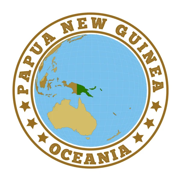 Logo Papúa Nueva Guinea Insignia Redonda Del País Con Mapa — Vector de stock