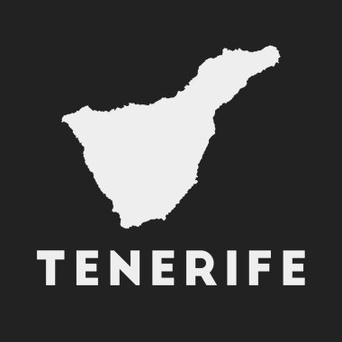 Koyu arkaplan üzerinde Tenerife simgesi ada adı Vector olan Tenerife haritası