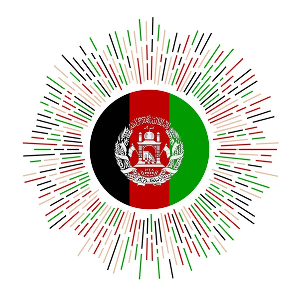 Afganistan, Afganistan bayrağını renkli ışınlarla imzaladı. Afganistan bayrağı taşıyıcısı ile parlayan güneş ışığı. — Stok Vektör