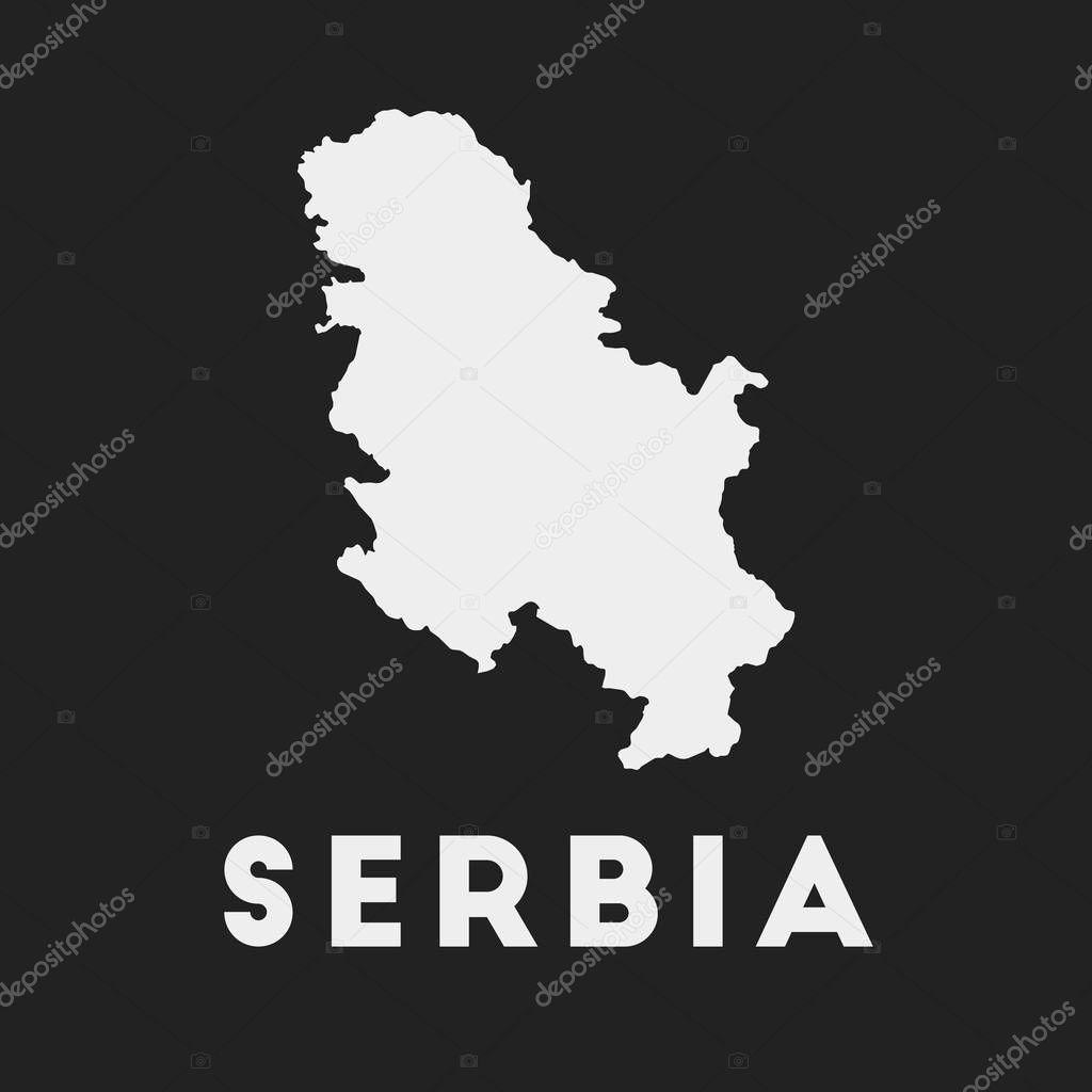 Serbia icon Country map on dark background Stylish Serbia map with country name Vector
