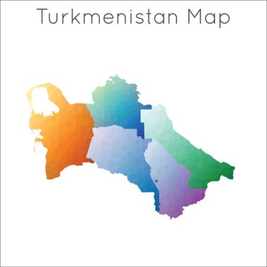 Türkmenistan Türkmenistan 'ın düşük Poli haritası geometrik çokgen mozaik biçim haritası