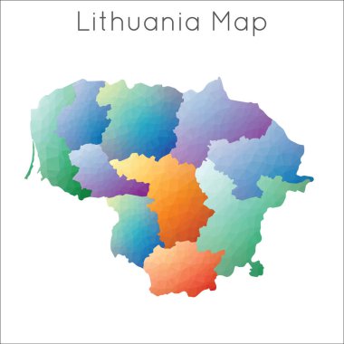 Litvanya 'nın düşük Poli haritası Litvanya geometrik çokgen mozaik biçim haritası