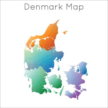 Danimarka 'nın düşük Poli haritası geometrik çokgen mozaik biçim haritası