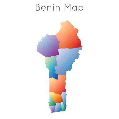 Benin Benin geometrik çokgen mozaik haritasının düşük Poli haritası