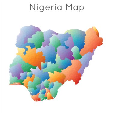 Nijerya 'nın düşük Poli haritası Nijerya geometrik çokgen mozaik biçim haritası