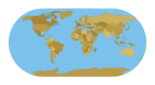 Mapa Mundo Projecção Eckert Iii Mapa Mundo Com Meridianos Fundo — Vetor de Stock