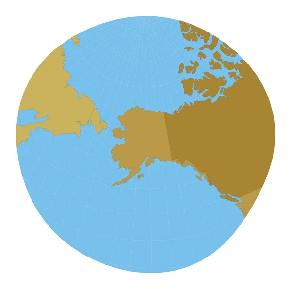 World Map Modified Stereographic Projection Alaska Map World Meridians Blue — 스톡 벡터