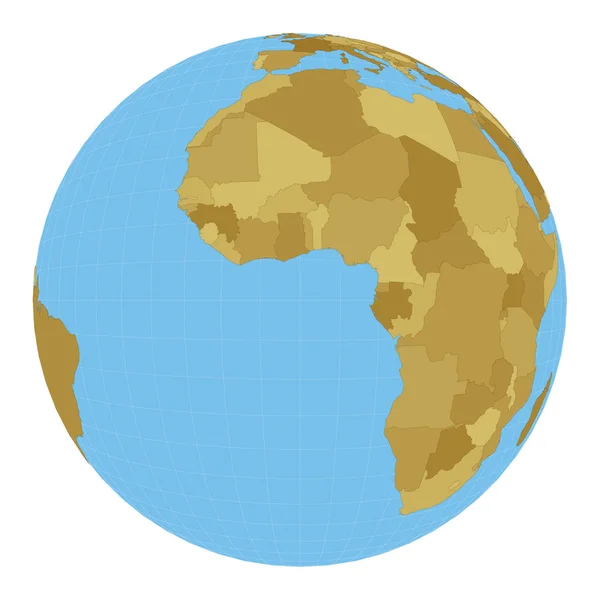 Mappa Del Mondo Proiezione Satellitare Prospettiva Inclinata Mappa Del Mondo — Vettoriale Stock