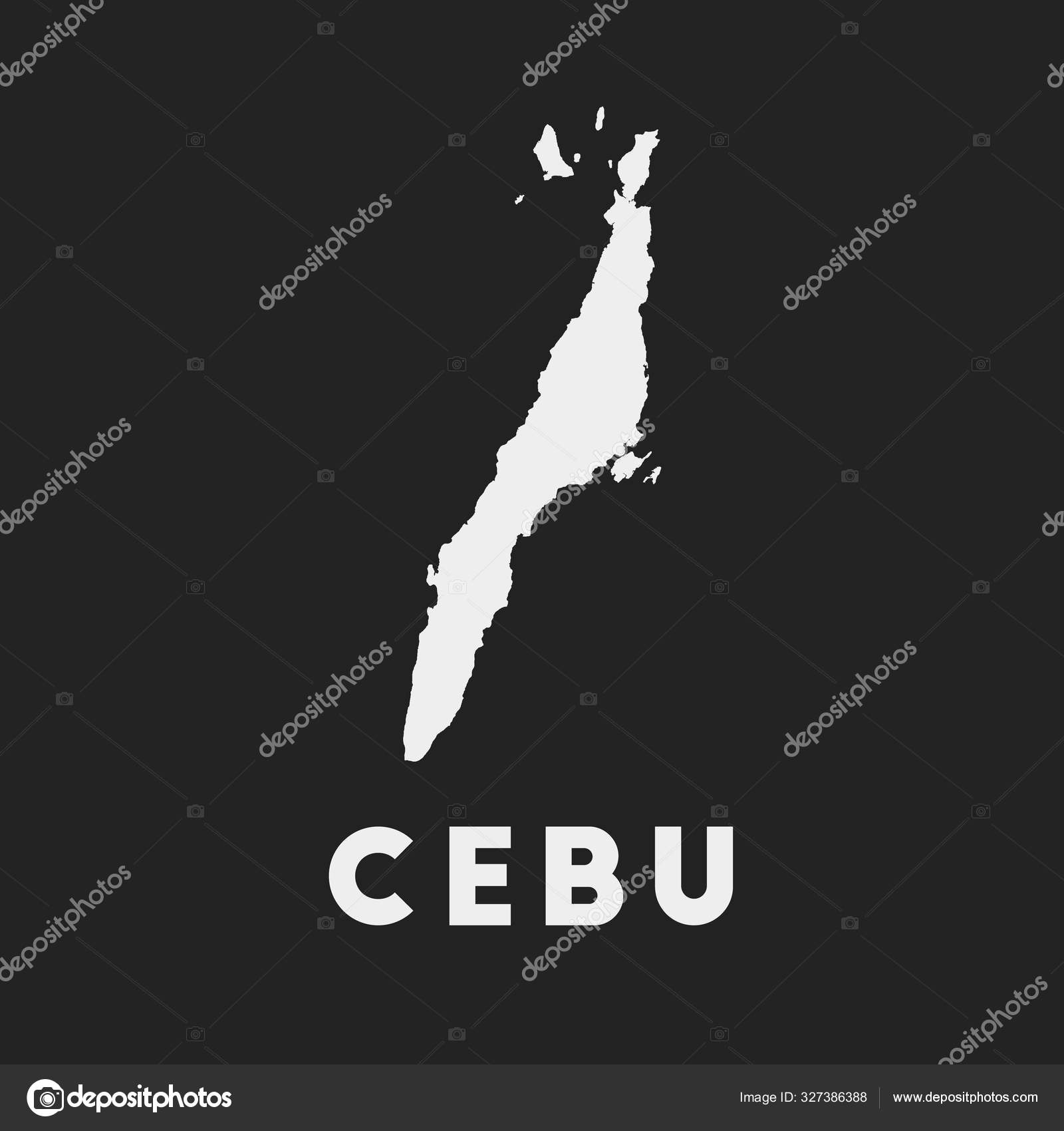 Cebu Icon Island Map Dark Background Stylish Cebu Map Island Stock