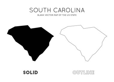 Güney Carolina haritası. US State 'in boş vektör haritası. Bilgi için Güney Carolina 'nın sınırları. Vektör illüstrasyonu.