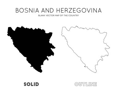 Bosna haritası. Ülkenin boş vektör haritası. Bilgi için Bosna 'nın sınırları. Vektör illüstrasyonu.