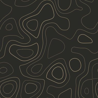 Topografik harita arkaplanı. Gerçek topoğrafya haritası. Kusursuz tasarım. Hoş fayanslı izolinler deseni, vektör illüstrasyonu.