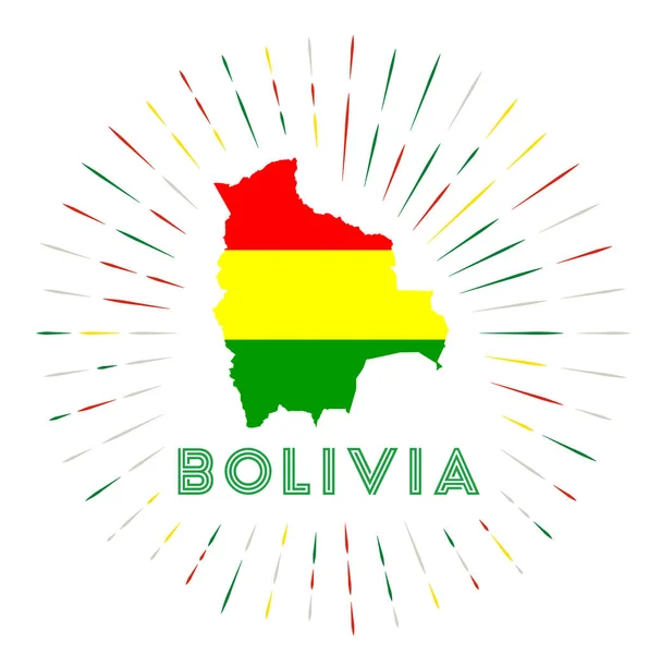 Insignia Bolivia Sunburst Letrero Del País Con Mapa Bolivia Con — Vector de stock