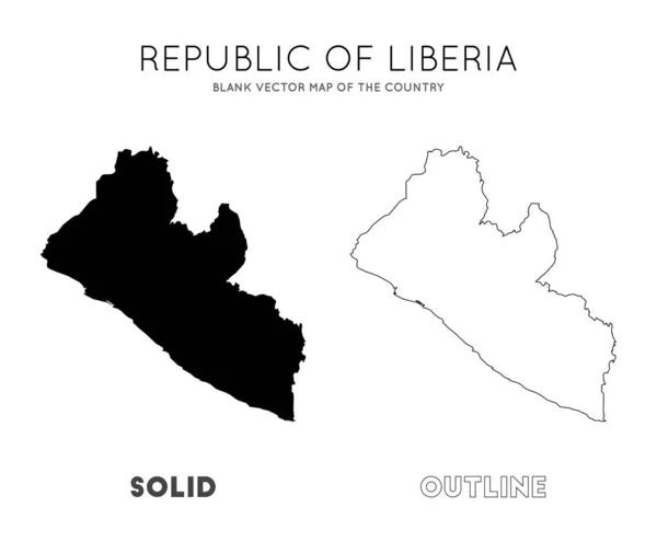 Mapa Libéria Mapa Vetorial Branco País Fronteiras Libéria Para Seu — Vetor de Stock