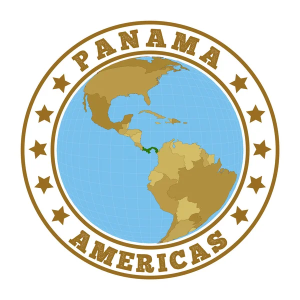 Logo Panamá Insignia Redonda Del País Con Mapa Panamá Contexto — Vector de stock