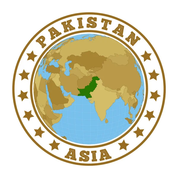Logo Pákistánu Kulatý Odznak Země Mapou Pákistánu Světovém Kontextu Country — Stockový vektor