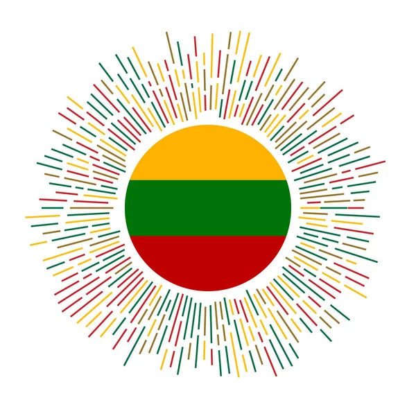 Assinatura Lituânia Bandeira País Com Raios Coloridos Radiante Sunburst Com —  Vetores de Stock