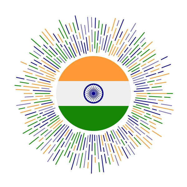 India Sign Country Flag Colorful Rays Radiant Sunburst India Flag — 스톡 벡터