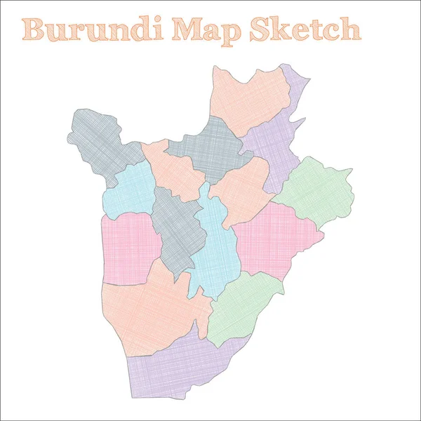 Mapa Burundi País Desenhado Mão Mapa Esboçado Autêntico Burundi Com — Vetor de Stock