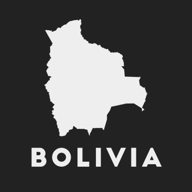 Bolivya ikonu. Karanlık arka plandaki ülke haritası. Bolivya haritası ve ülke adı. Vektör illüstrasyonu.
