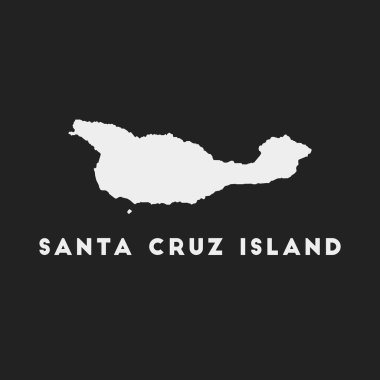 Santa Cruz Adası ikonu. Karanlık arka planda ada haritası. Santa Cruz Adası haritası ada adına sahip. Vektör illüstrasyonu.