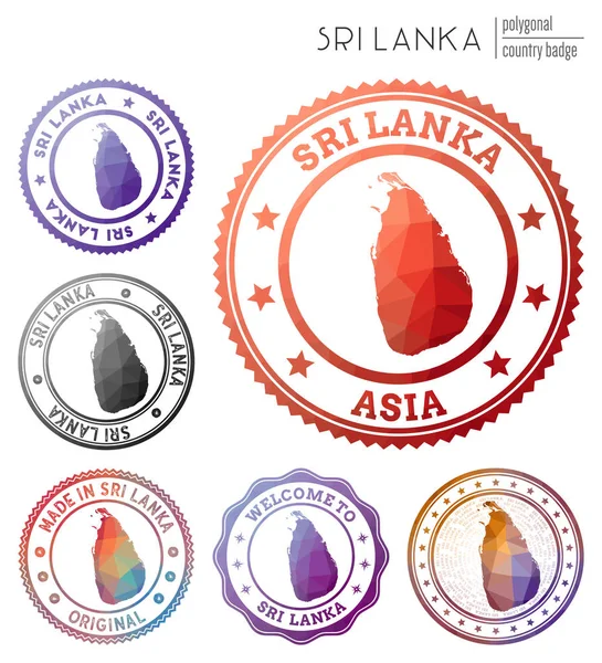 스리랑카 형형색색의 폴리곤 ( 폴리곤 ) 나라의 상징, 다 채색 기하학적 스리랑카 로고 세트 — 스톡 벡터